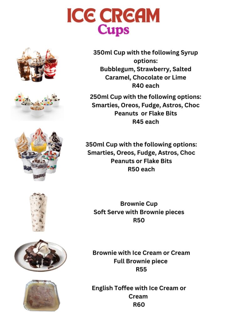 Cafe Bellissimo Desert Menu